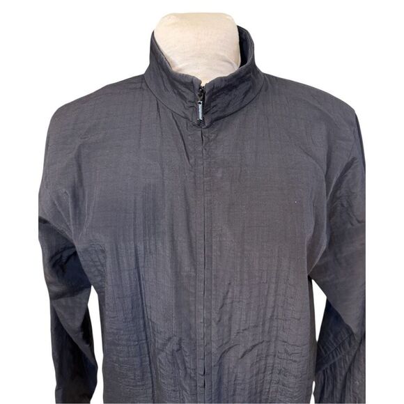 Eileen Fisher Full Zip Jacket Black Stand Up Collar Sz. M Packable Lightweight - Picture 3 of 10